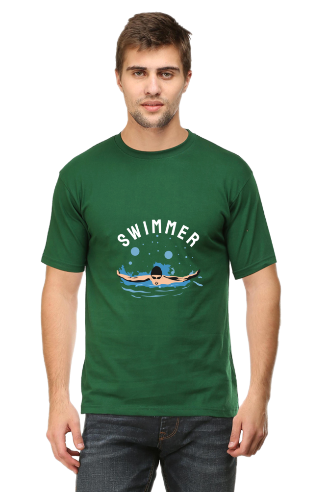 Men's Round Neck Swimming T-Shirt - Swimmer