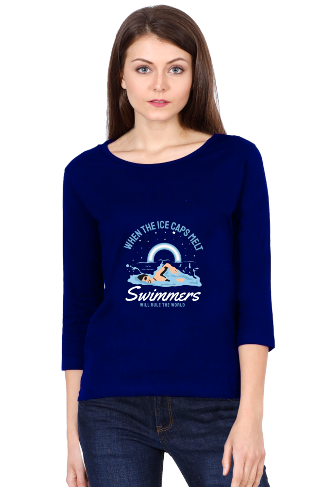 Women’s Full Sleeves Swimming T-Shirts - Ice - Caps